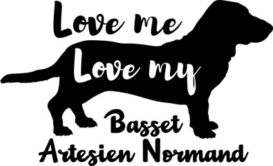 Naklejka premium Basset Artesien Normand.svg dog silhouette, dog, dog breeds, logo, vector, love me love my dog, silhouette, i love my dog, animal, illustration, icon, sign, design, black, symbol, pet, love 