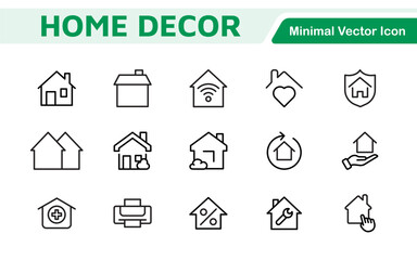 Home Icon Set. A cozy and inviting collection of icons that embody comfort and lifestyle, perfect for enhancing real estate apps, home improvement projects, and websites.