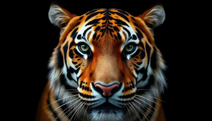 Fototapeta premium tiger head isolated on black