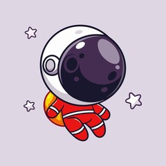 Cute Astronaut Looking Star In Space Cartoon Vector Icon Illustration. Science Technology Icon Concept Isolated Premium Vector. Flat Cartoon Style