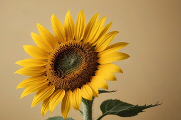 Obraz premium there is a yellow sunflower with a green stem in a vase
