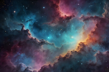Fototapeta premium Abstract Cosmic Design With Colorful Nebula Clouds