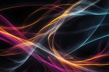 Obraz premium Abstract Neon Light Trails On A Dark Background Creative