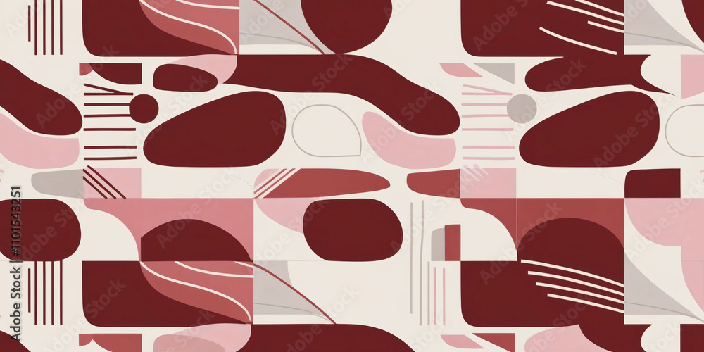 Poster bold geometric patterns in warm colors create dynamic visual interest for interior design projects