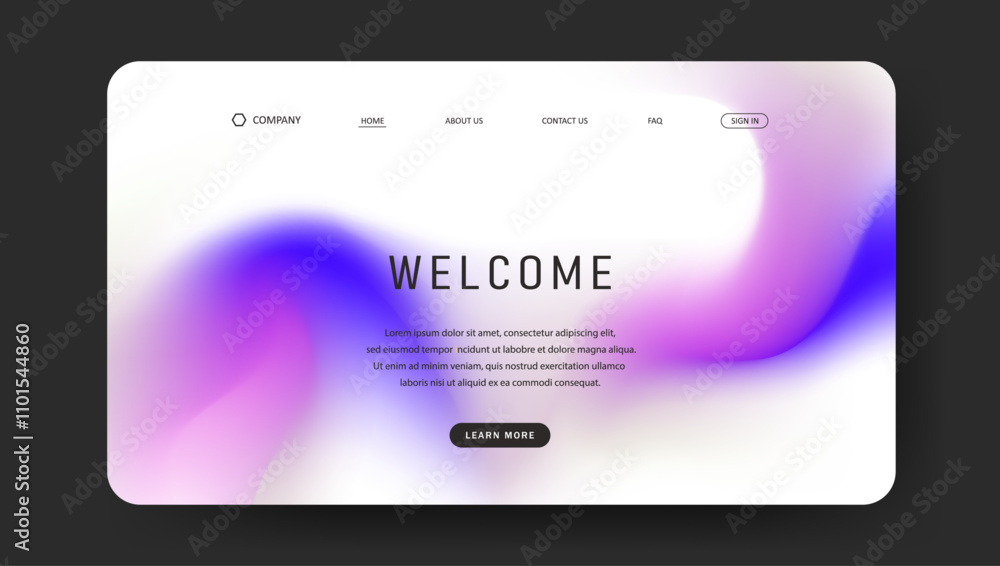 Poster abstract wave futuristic design of landing page. retro gradient mesh website design