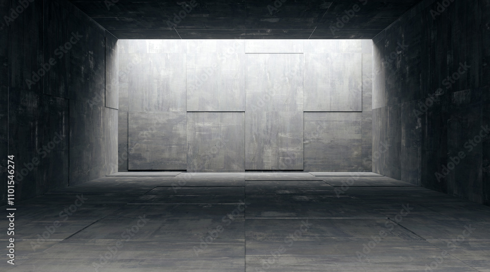 Poster cement area with patterned floor and walls. 3d rendering.