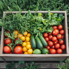 Harvesting fresh vegetables community garden produce showcase urban environment aerial view sustainable living insights