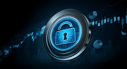 Cybersecurity, Data Protection, Digital Lock, Financial Security, Online Safety, Technology, Stock Market, Network Security, Privacy, Data Encryption