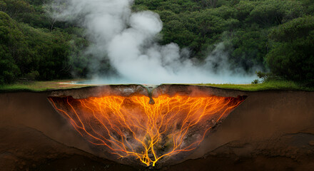 Stunning Geothermal Pool Cross-Section: Unveiling Earth's Fiery Heart