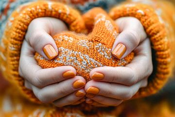 Cozy fall nail art with warm knitted sweater for autumn inspiration