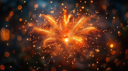 A vibrant explosion of orange and gold sparks resembling a firework display.