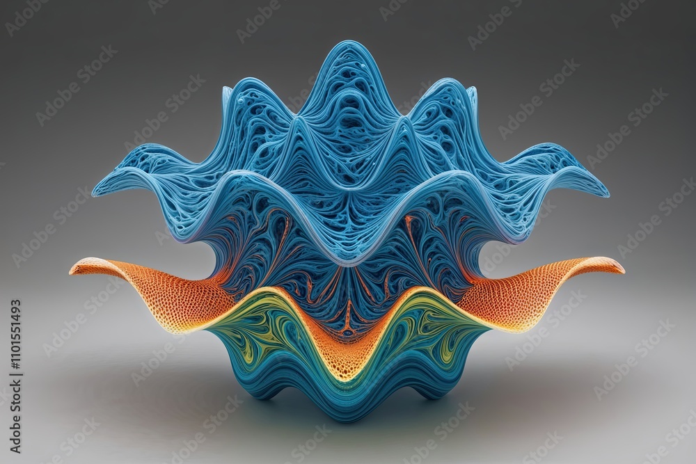 Poster fluid three-dimensional structure visualization with dynamic patterns