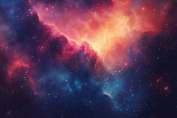 Obraz premium A vibrant cosmic scene depicting colorful nebulae and stars in deep space.