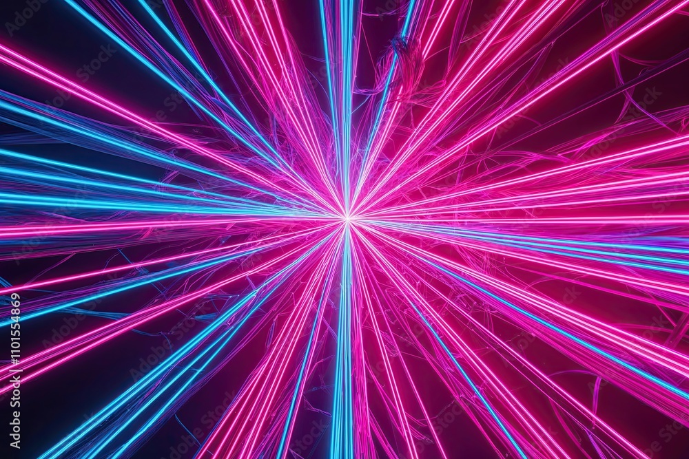 Poster luminous neon threads in a radiant three-dimensional abstract realm