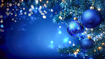 Blue christmas festive background with copy space