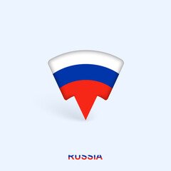 Russia Flag Map Pointer Design with Shadow.
