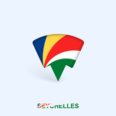 Seychelles Flag Map Pointer Design with Shadow.