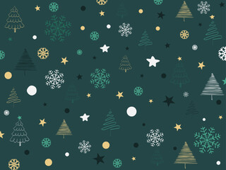 Christmas greeting card/ poster/ cover with stars, snowflakes, Christmas tree