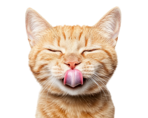 a cat licking its lips