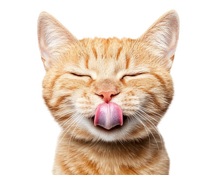 a cat licking its lips