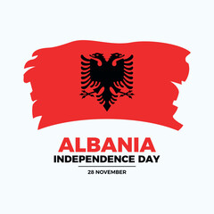 Albania Independence Day poster vector illustration. Grunge flag of Albania icon vector. Paintbrush Albanian flag symbol. Template for background, banner, card. 28 November. Important day