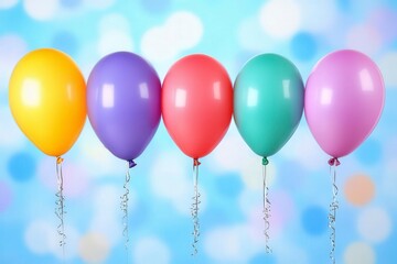 Colorful Balloons Against a Blurred Sky Background