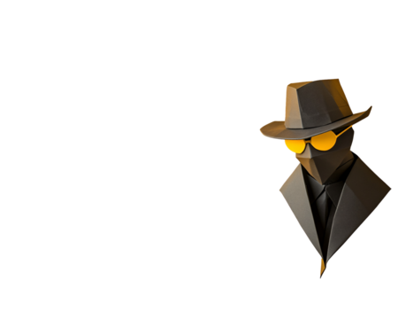 a paper cut out of a man wearing a hat and a suit