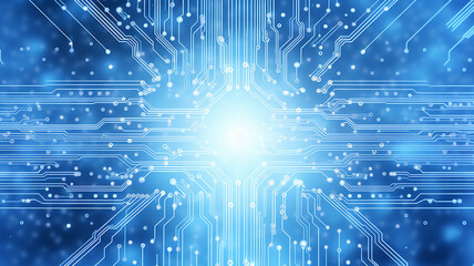 Obraz premium blue background, abstract computer technology, blurred backdrop copy space of modern technology