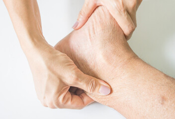 Fototapeta premium close up of a person receiving a foot massage