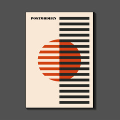 Poster inspired postmodern of vector abstract dynamic symbols with bold geometric shapes, useful for web background, poster art design, magazine front page, hi-tech print, cover artwork.