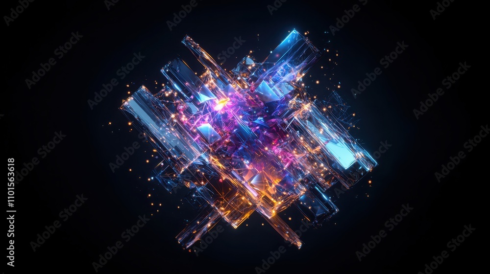 Poster illuminating cyber mesh typography an electrifying digital web experience in a dark virtual environm