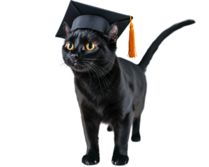 a cat wearing a graduation cap