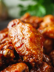 Spicy Buffalo Wings with BBQ Sauce, Crispy Grilled Chicken Appetizer, Perfect for Dinner or Snack