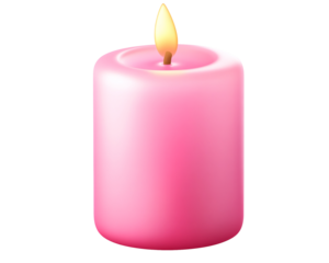a pink candle with a flame