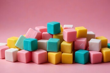 Obraz premium there are many different colored cubes on a pink surface