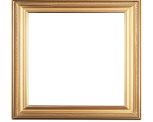 a gold frame with a white background
