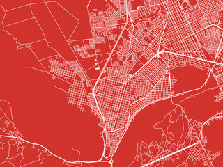 Christmas Map of Ciudad Lerdo, Mexico in Snowy White on Festive Red Background.
