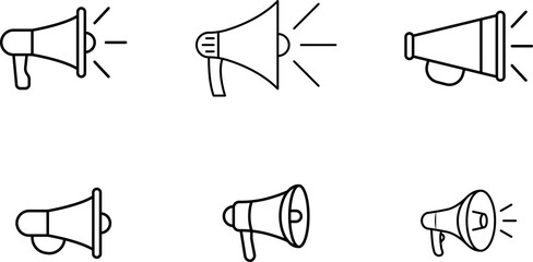 Megaphone icon. Electric megaphone symbol with sound. Loudspeaker megaphone icon.