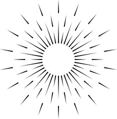 Obraz premium Vintage sunburst set. Bursting rays sunrise firework starburst blast, Radiant Spark. Rays. Geometric Design Elements. Retro radiant sunburst, starburst hand drawn label, sun rays.