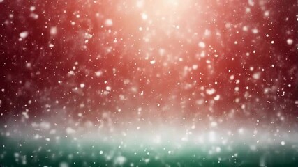Abstract holiday background with soft snowfall and a warm red and green gradient, ideal for creating a cozy and enchanting Christmas feel - Powered by Adobe