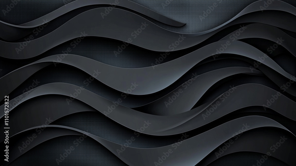 Aufkleber wavy black abstract design with textured background and smooth curves