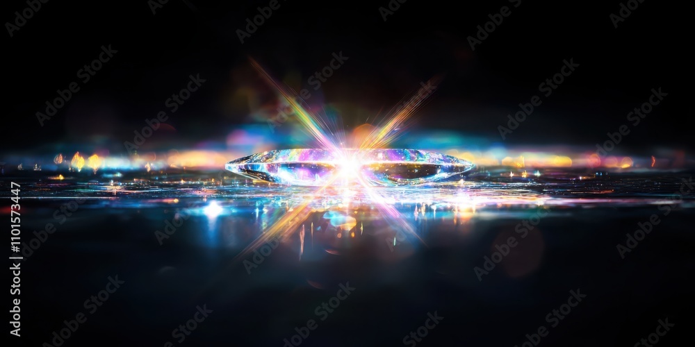 Aufkleber magical prismatic light spheres creating rainbow iridescent bokeh in a dark environment