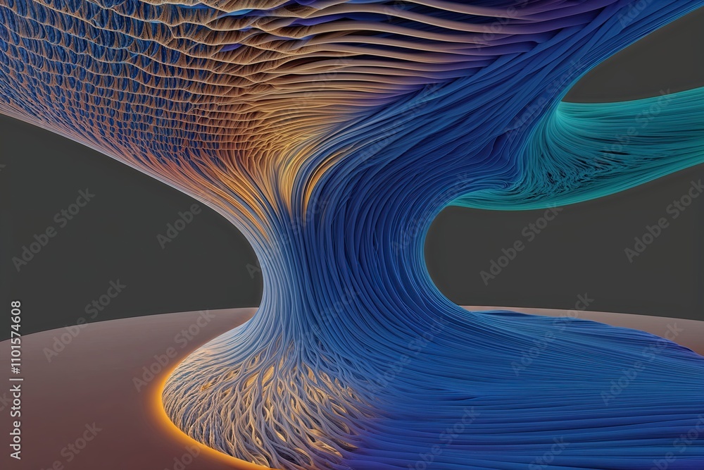 Poster dynamic fluid three dimensional structure visualization with interactive patterns