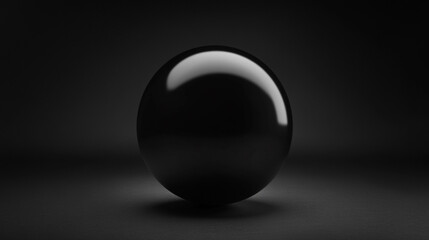 Reflective black sphere on a dark background showcasing minimalist design concepts