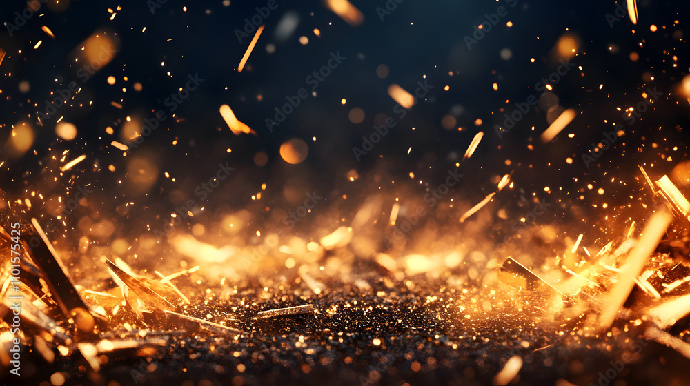 Poster A captivating scene of glowing sparks and shimmering particles, creating a dynamic and energetic atmosphere