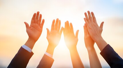 Group of executives in suits brainstorming ideas around a conference table in a bright meeting room