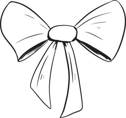 Fabric Bow Simple Graphic Black and White Illustration for Print and Web Design of Physical Products and Projects