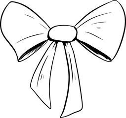 Fabric Bow Simple Graphic Black and White Illustration for Print and Web Design of Physical Products and Projects