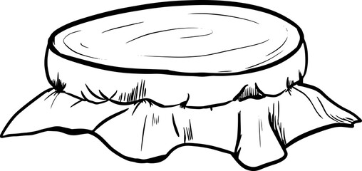 Paper or Fabric Jar Lid Graphic Black and White Illustration for Print and Web Design of Physical Products and Projects
