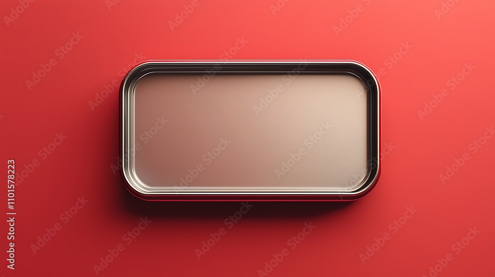 Poster metallic rectangular frame on red background
